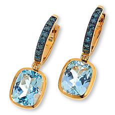 Rarities Diamond Hugger Hoop Earrings with Gemstone Drop
