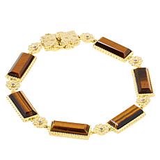 Rarities Gemstone and White Zircon Flower Gold-Plated Bracelet