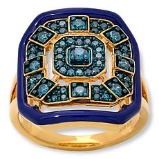 Rarities Gold-Plated .50ctw Diamond and Enamel Art Deco Ring 