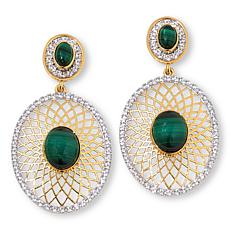 Rarities Gold-Plated Gem and White Zircon Oval Filigree Drop Earrings