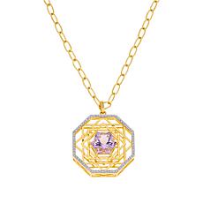 Rarities Gold-Plated Hexagon Gemstone Pendant with Chain