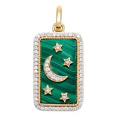 Rarities Gold-Plated Malachite and White Zircon Celestial Pendant