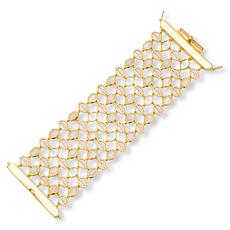 Rarities Gold-Plated Moonstone and White Zircon Mesh-Link Bracelet