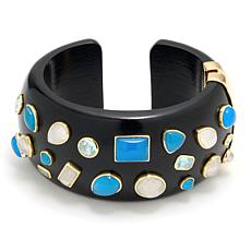 Rarities Gold-Plated Multigemstone Hinged Cuff Bracelet