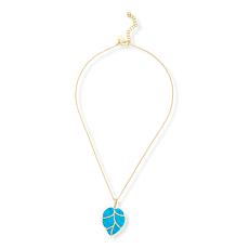 Rarities Gold-Plated Turquoise-Color Magnesite & Zircon Leaf Pendant