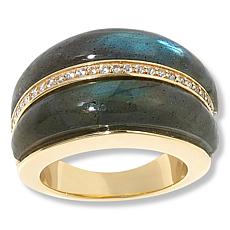 Rarities Labradorite and White Zircon Gold-Plated Sterling Silver Ring