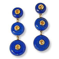 Rarities Round Graduated Lapis Drop Earrings with Citrine Accents