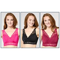Rhonda Shear 3-pack Classic Pin-Up Bra with Lace Detail