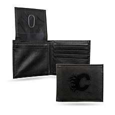 Rico Laser-Engraved Black Billfold Wallet -  Flames 