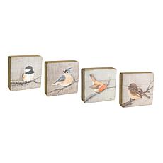 Rustic Wood Bird Plaques - 4-piece Set