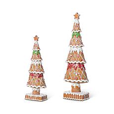 S/2 Resin Christmas Table Decor Miniature Trees