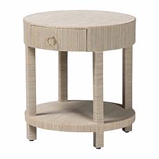 Sadia Handcrafted Wood and Grasscloth Nightstand