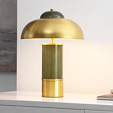 Safavieh Drea Green Glass Table Lamp with Brass Shade
