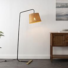 Safavieh Millie Black Metal Floor Lamp with Rattan Shade
