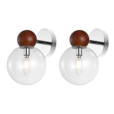 Safavieh Rio 2-piece Dark Walnut/Nickel Wall Sconce Set