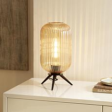 Safavieh Theiss Amber Glass and Black Iron Table Lamp