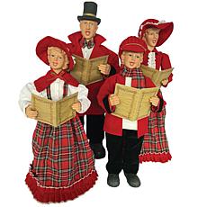 Santa's Workshop 27"-37" Large Red Plaid Caroling Family Figurines