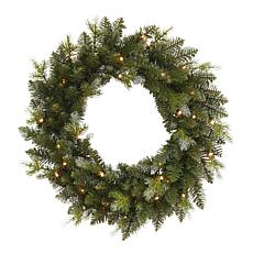 Seasonal LLC 24" Pre-Lit Bluffton Pine Wreath w/Remote Control - Green