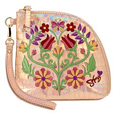 Sharif Legacy Floral Embossed Quilted Leather Wristlet