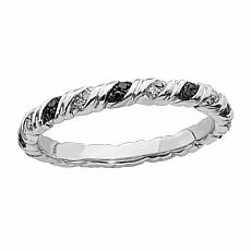Simply Stacks™ Sterling Silver Black & White Diamond Twisted Band Ring
