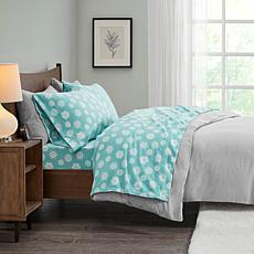 Sleep Philosophy Micro Fleece Sheet Set - Blue Snowflake -  Queen