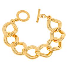 Soave Oro 14K Gold Electroform Curb Chain Toggle Bracelet