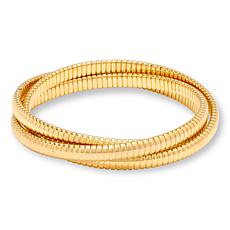 Soave Oro 14K Gold Electroform Interlocking Tubogas Bangles - Set of 3