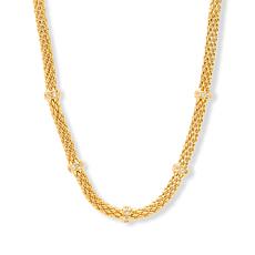 Soave Oro 14K Gold Popcorn Necklace with CZ Stations