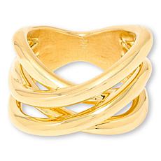 Soave Oro 14K Yellow Gold Electroform Crossover Detail Ring