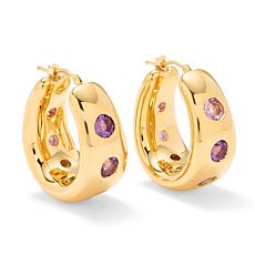 Soave Oro 14K Yellow Gold Electroform Gemstone Hoop Earrings