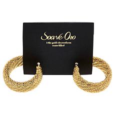 Soave Oro 14K Yellow Gold Electroform Textured Hoop Earrings