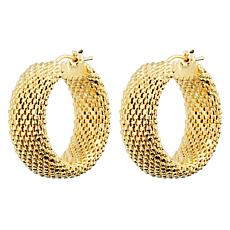 Soave Oro 14K Yellow Gold Electroform Textured Hoop Earrings