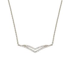 Sole du Soleil Cubic Zirconia Pavé Double Curved Bar Necklace