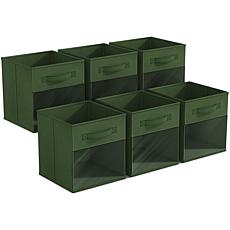 Sorbus 11" Foldable Storage Bin 6-pack with Clear Window