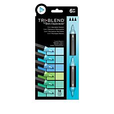 Spectrum Noir 6-piece Tri-Blend Marker Pens - Coastal Blends