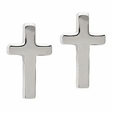 Stately Steel Cross Stud Earrings