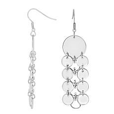 Stately Steel Mirror Disc Chandelier Earrings