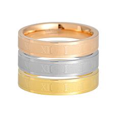 Stately Steel Tri-Colored Roman Numeral Ring Set