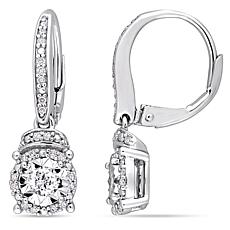 Sterling Silver 0.35ctw Diamond Drop Leverback Earrings