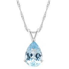 Sterling Silver 12x8mm Pear-Shaped Gemstone Pendant with Chain