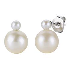 Sterling Silver 3-8.5mm Cultured Freshwater Pearl Double-Drop Earrings