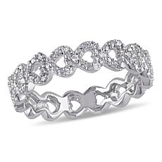 Sterling Silver Diamond-Accented Heart-Link Ring