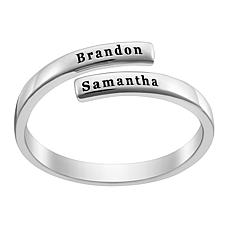 Sterling Silver Engraved Double Name Bypass Ring