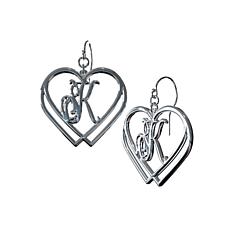 Sterling Silver "Entwined" Double Heart Initial Earrings