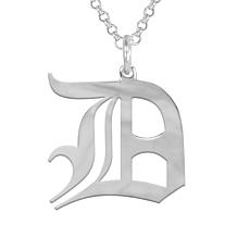 Sterling Silver Old English Initial Necklace