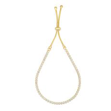 Sterling Silver Rhodium and Yellow Polished Round Adjustable Bracelet