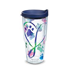 Tervis Project Paws Dog Paws Script Heart 24 oz Tumbler with navy lid