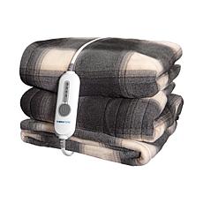 Therahaus by Therapedic Heated Throw - 50x60 Inches, Black Plaid