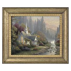 Thomas Kinkade Forest Chapel - 16" x 20" Brushstroke Vignette (Burn...