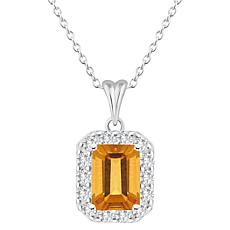 Top Choice Gems 8x6mm Emerald-Cut Gem & White Topaz Pendant with Chain